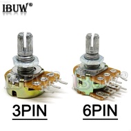 100pcs WH148 B1K B2K B5K B10K B20K B50K B100K 3PIN 6PIN 15mm Shaft Amplifier Dual Stereo Potentiomet