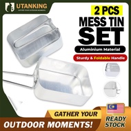 UtanKing™ 2 Pcs Camping Aluminium Messtin Mess Tin Cookware Set Memasak Outdoor Cooking Kit Masak