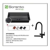 Sorento SRTKS8848-BL Honeycomb Kitchen Sink + SRTKT73SS-BL Pillar Mounted Waterfall Pillar with Pull