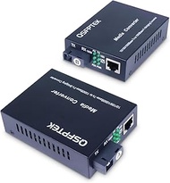 QSFPTEK A Pair 1.25G/s Bidi Gigabit Media Converter, 10/100/1000Base-Tx to 1000Base-FX Fiber Etherne