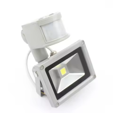 12V Input 10W PIR LED Floodlight for Solar System Motion Sensor Adjustable Time Garage Security Home