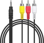 Digipartspower 5FT Cable A/V Audio/Video AV Cord 3.5mm AUX Auxilairy to RCA Composite Yellow White R