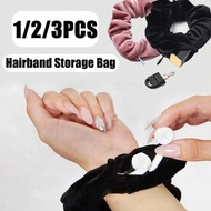 1/2/3PCS Túi đựng băng đô, Dây buộc tóc nhung đàn hồi Kiểu khóa kéo Vòng ruột Màu trơn, Dây buộc tóc