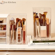 [Eco Kitchen] Front Flap Lid Makeup Brush Holder Clear Cosmetic Brush Storage Box Acrylic Makeup Bru