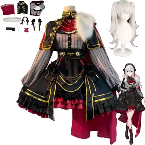Virtual Youtuber Kuzuha Sanya Cosplay Costume Vtuber Nijisanji Female Gothic Lolita Dress Cloak Wig 