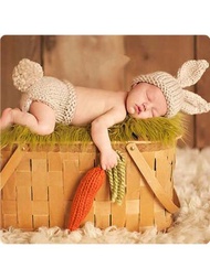 嬰兒攝影服裝道具,嬰兒照片拍攝套裝帶迷人的兔子,嬰兒男孩&amp;女孩