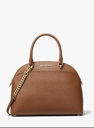 ［全新現貨含運］ MICHAEL KORS Emmy SM Dome Satchel leather bag 十字紋真皮防刮二用貝殼包