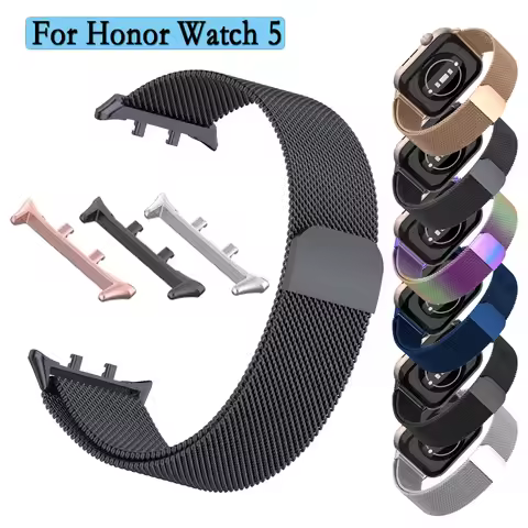 Strap For Honor Watch 5 Alloy Magnetic Watchband With Metal Wristband Connectors Adapter Band For Ho