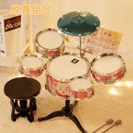 全城熱賣 - 大號兒童架子鼓初學者練習鼓爵士鼓打擊樂器早教益智音樂玩具卡通大號卡通爵士鼓珊瑚紅色