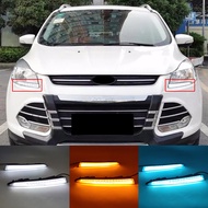 For Ford Kuga Escape 2013 2014 2015 2016 2017 Daytime Running Light DRL LED Fog Lamp With Dynamic Yellow Turn Signal