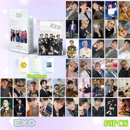 50ชิ้น/กล่อง EXO BAEKHYUN Sehun Photocards บัตรเลเซอร์อัลบั้มโลโมการ์ด Kpop โปสการ์ด
