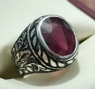深紅寶石男戒 925 純銀戒指 Yaqut 戒指 手工紅寶石紅寶石戒指