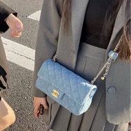 成色優💯超搶手❤️‍🔥 Chanel香奈兒丹寧牛仔cf金球大Mini單肩斜挎包
