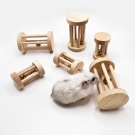 Small Pet Solid Wood Toy Bell Roman Column Bell Hub Toy Hamster Molar Bite Relieve Boredom Supplies 