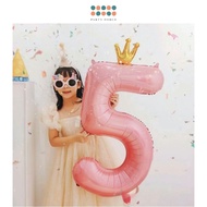 40 inch Pink Crown Number Balloon