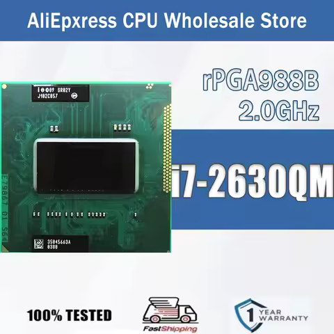 Intel Core i7-2630QM 2.0GHz 6M 45W i7 2630QM Computer CPU Processor Server Socket G2 / rPGA988B Lapt