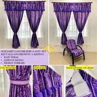 PCdecor Langsir Siap Jahit Free Tali Pengikat Ready Made Curtain Free Tieback Langsir Sliding Door 2 Panel 3 Panel Pintu Bilik