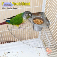 FANSIN1 Cage Bird Food Container, Stainless Steel Triangular Parrot Perch Stand, Easy Installation D