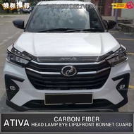 AMAZING PERODUA ATIVA CARBON FIBER HEAD LAMP EYE LID COVER FRONT BONNET GUARD COVER GARNISH BONET EX