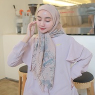 Jilbab Kerudung Paris HARRAMU Motif Laura Salmon Segiempat Premium Hijab Krudung Printing Lasercut