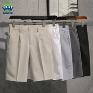 Celana Pendek Linen Musim Panas 2022 Pria Celana Pendek Bermuda Bisnis Katun Lutut 3/4 Celana Panjang Sejuk Khi Biru Abu-Abu Pria 28-38