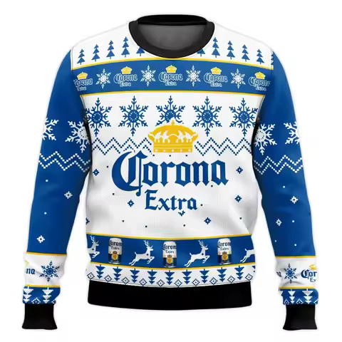 Corona Beer Ugly Sweater Corona Christmas Happy Beer Drinking Christmas Gift Men and Women Plus Size
