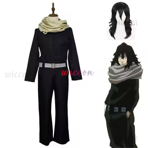 Aizawa Shouta Cosplay Costume Outfit Wig Black Jumpsuits Combats Man Woman Halloween Carnival Suit A