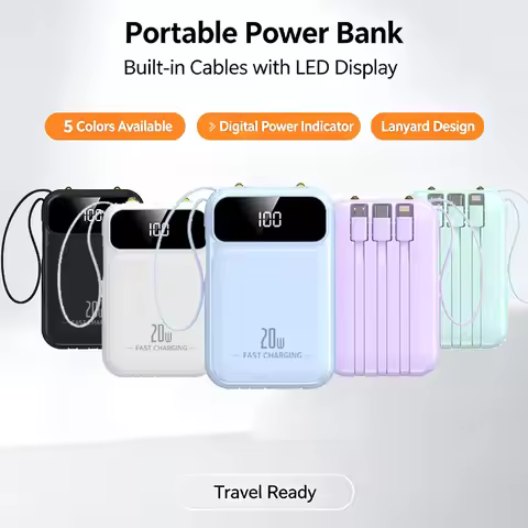20000mAh Mini Power Bank 20W Fast Charging Powerbank 3C with Cables Portable External Battery for IP