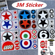 Motorcycle Headlight Sticker 3M Reflectived LEGO Decal Digit Star Decorative Scooter Tail box Cover 