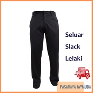 SELUAR SLACK HITAM LELAKI SLIM FIT / MENS SLACK LONG PANTS BLACK SLIM FIT STRETCHABLE FLEXIBLE FORMA