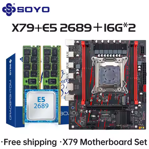 SOYO X79 Game Motherboard LGA 2011 Set with E5 2689 CPU 32G【16G*2】DDR3 ECC RAM Memory M.2 NAME Compu