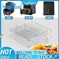 [Huyjdfyjnd]Stainless Steel Air Fryer Pot Double Layer Rack Versatile Square Roasting Grill Air Fryers Holder 5QT/5.7QT/6.8QT