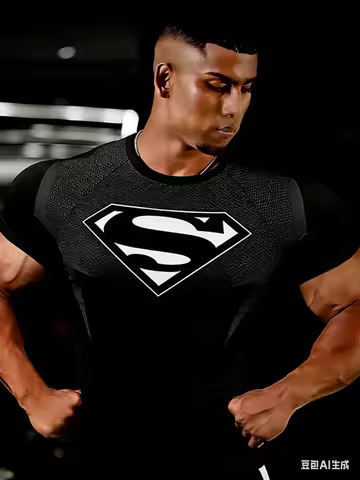 2026 Hot Selling Fashion Summer New Hero Superman Logo 3D Printing Outdoor Sports Fitness Street Wea
