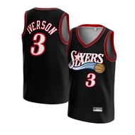 [ORIGINAL] Allen Iverson Philadelphia Sixers Jersey #3 BLACK - Swingman Basketball Shirt T-Shirt Tsh
