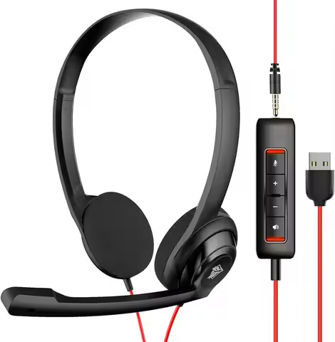 1/5 PCS NUBWO HW02 Computer Headset with Clear Chat Mic Lightweight On-Ear Wired Headset for MS Team