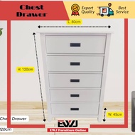 EWJ 4 & 5 Chest Drawer /Export Quality /Almari Laci Solid Wood Siap Pasang Murah Cantik Morden