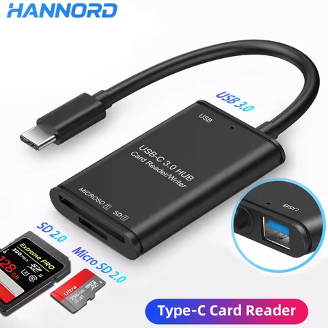 Hannord Type C HUB USB 3.0 HUB USB C Splitter Thunderbolt 3 USB-C Adapter TF SD Card Reader OTG for 