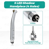 Dental 5 LED Handpiece ความเร็วสูงทันตแพทย์เคล็ดลับ E-Generator Air Turbine 2/4 หลุมปุ่มกด 5 สเปรย์น