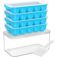 DOQAUS Ice Cube Tray with Lid and Bin, 4 Pack Ice Bucket Kits for RV