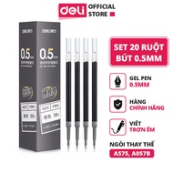 Combo 20 ruột bút gel S221 Deli 0.5mm dùng cho bút bi nước A575 không gai viết trơn tru phù hợp học