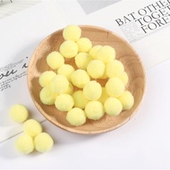 (100 Pieces) Pompom Size 2 Cm. Decorative Velvet Light Yellow Tone