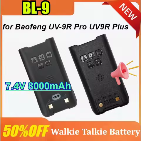 BL-9 Battery for Baofeng UV-9R Pro UV9R Plus 7.4V 8000mAh with Type-C Charging Walkie-talkie Battery