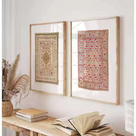 Frameless Indian Textile Art Prints, Retro Bohemian Style, Used for Living Room Bedroom Kitchen Bedr