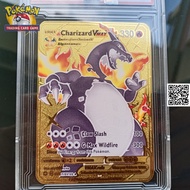 Thẻ Shiny Charizard lửa đen Nitendo hợp kim vàng tiến hoá Vmax 1843