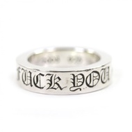 成色極佳：Chrome Hearts FUCK YOU 間隔戒指，6毫米，925銀，日本尺寸16，重11.9克，男士款