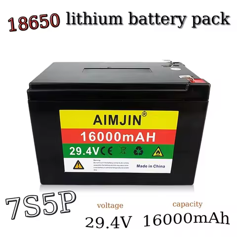 7S5P Battery Pack 29.4V 16000mAh 18650 Lithium ion Battery with BMS for Various Tools