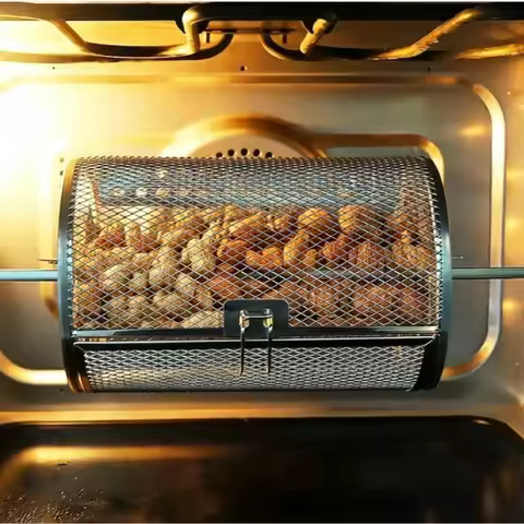 Rotisserie Basket, Stainless Steel Rotisserie Grilled Cage, Air Fryer Basket for Oven for Chestnut P