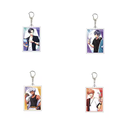 Anime Obey Me! 6cm Acrylic Keychain Belphegor Satan Leviathan Lucifer Leisure Series Square Pendant 
