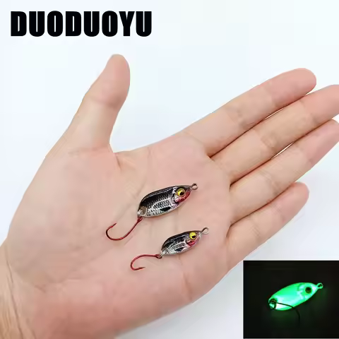DUODUOYU 1PCS New Small JIG Fishing Lure 3g/5.5g Mini Spoon Lure With Single Hook Artificial Luminou