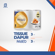 PASEO Premium 3-Ply Kitchen Tissue [3 Rolls] - High Oil Absorption 345 Kcal